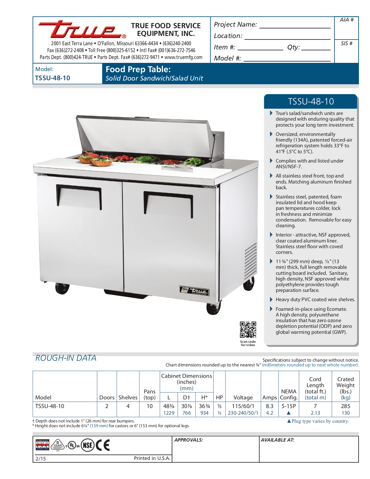 True TSSU-48-10 User Manual