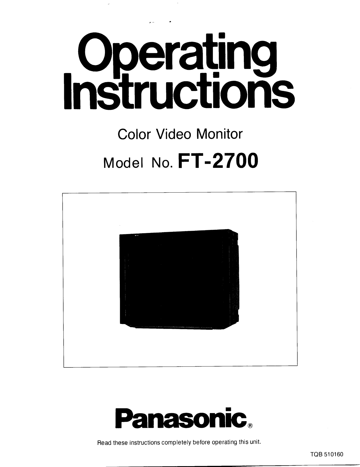 Panasonic ft-2700 Operation Manual