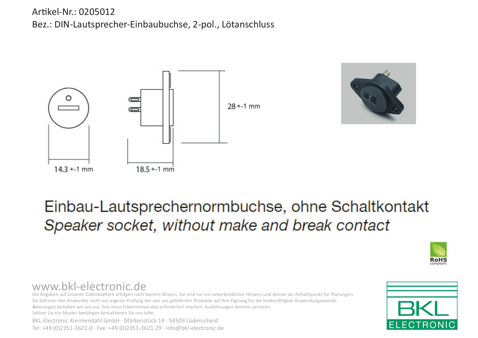 BKL BKL 0205012 Datasheet - ManualMachine.com
