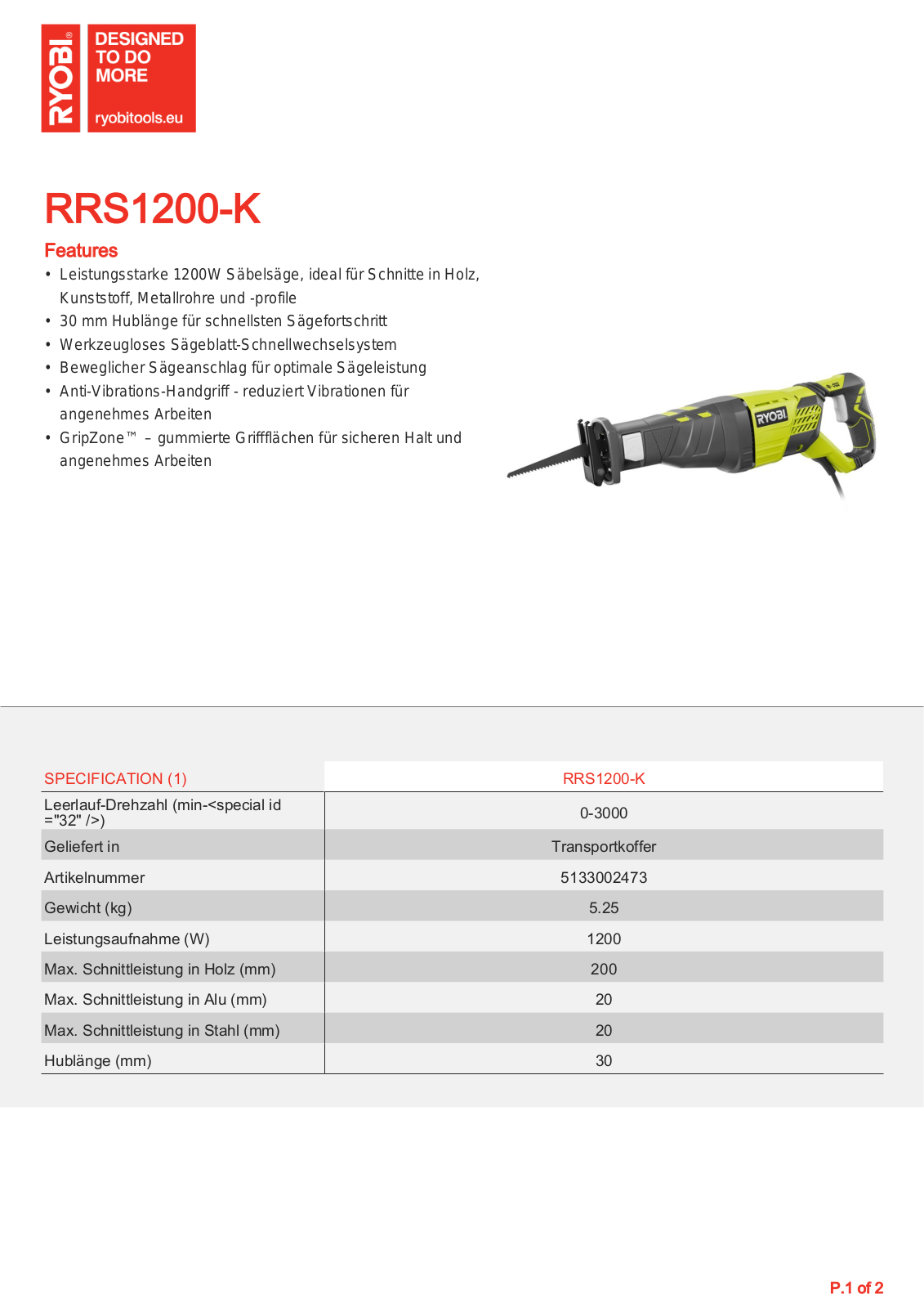 Ryobi RRS1200-K User Manual