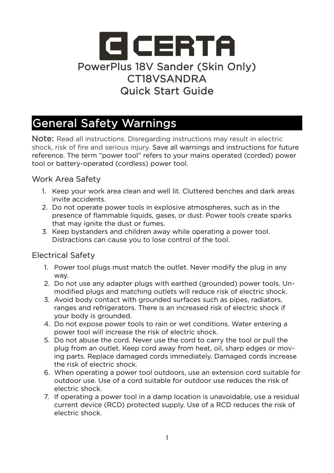 Certa CT18VSANDRA User Manual - ManualMachine.com