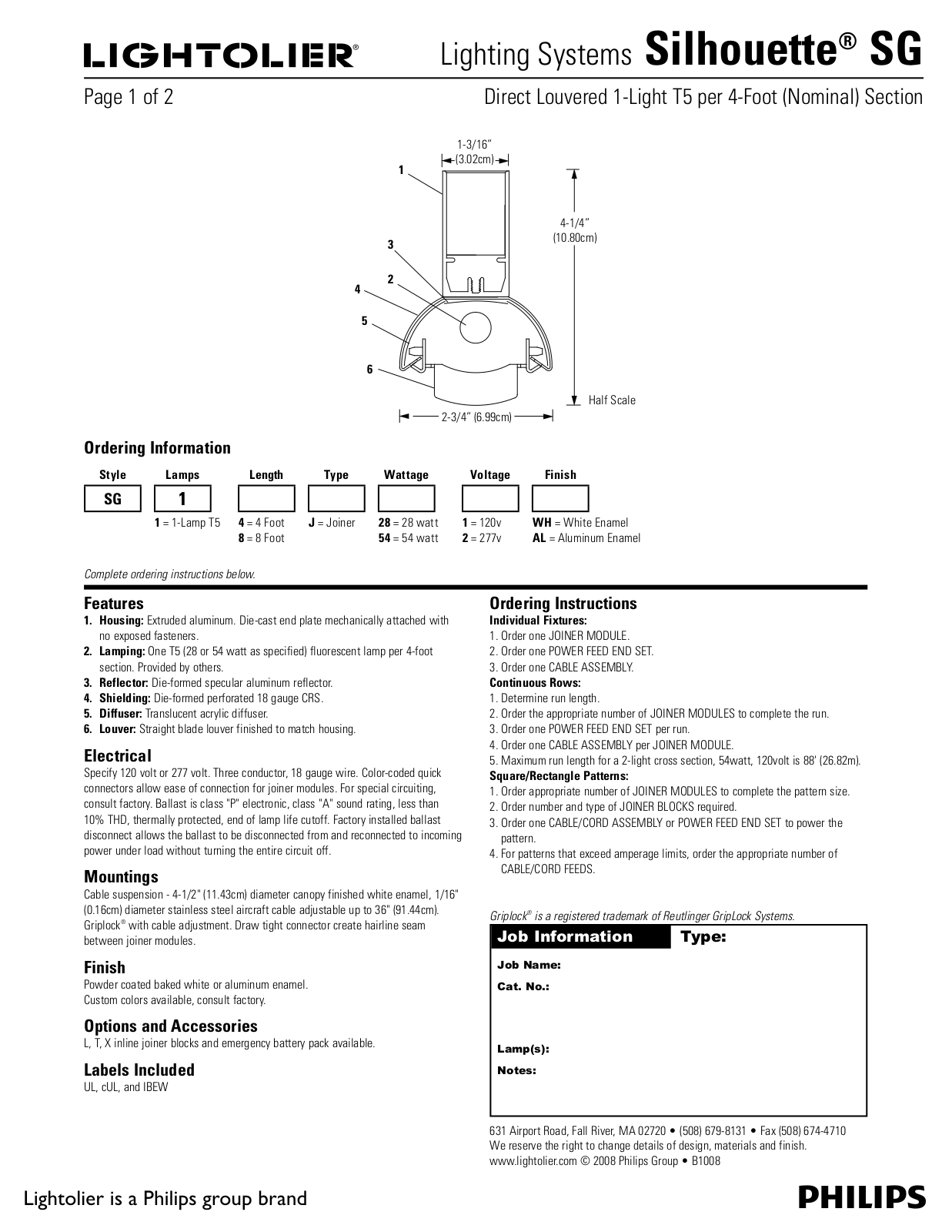 Lightolier Silhouette SG User Manual