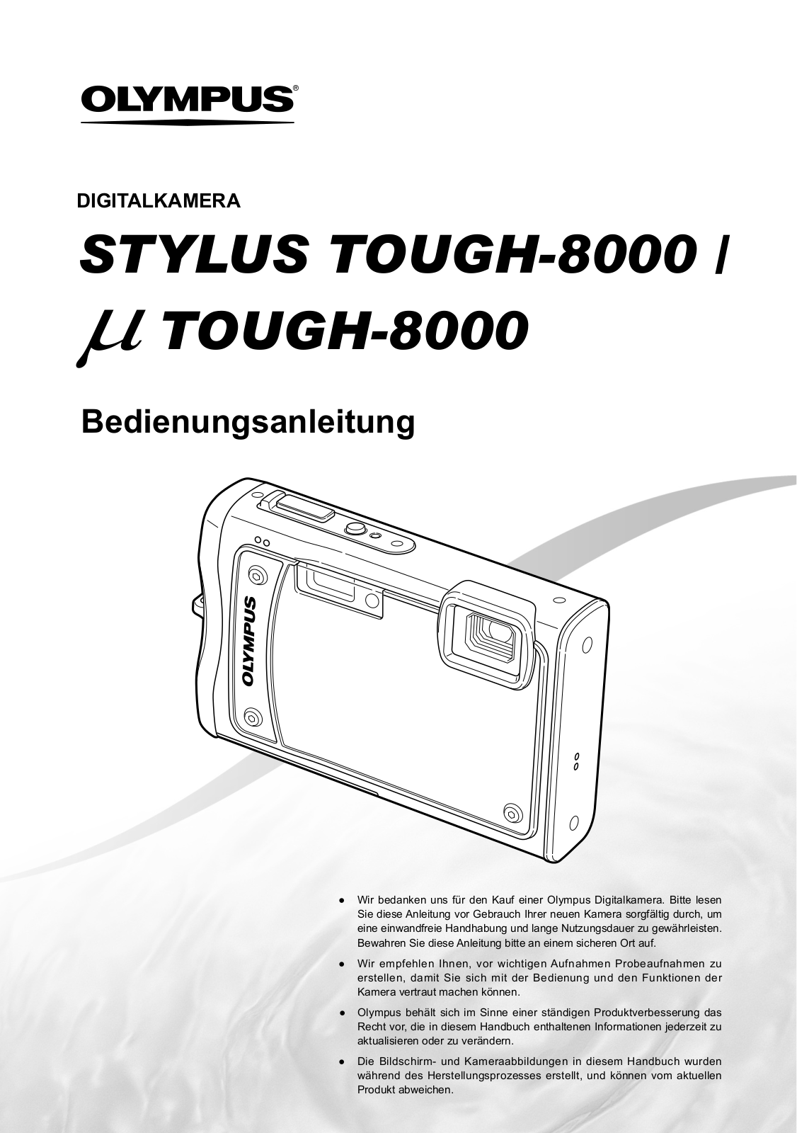 Olympus µ TOUGH-8000, STYLUS TOUGH 8000 User Manual