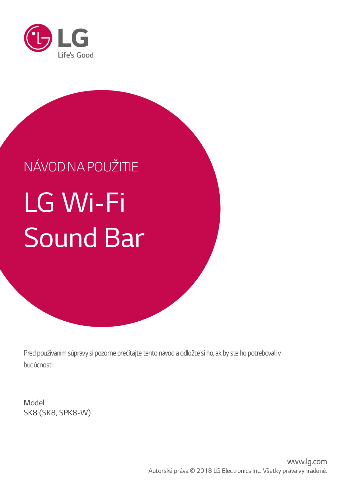 LG SK8 User manual