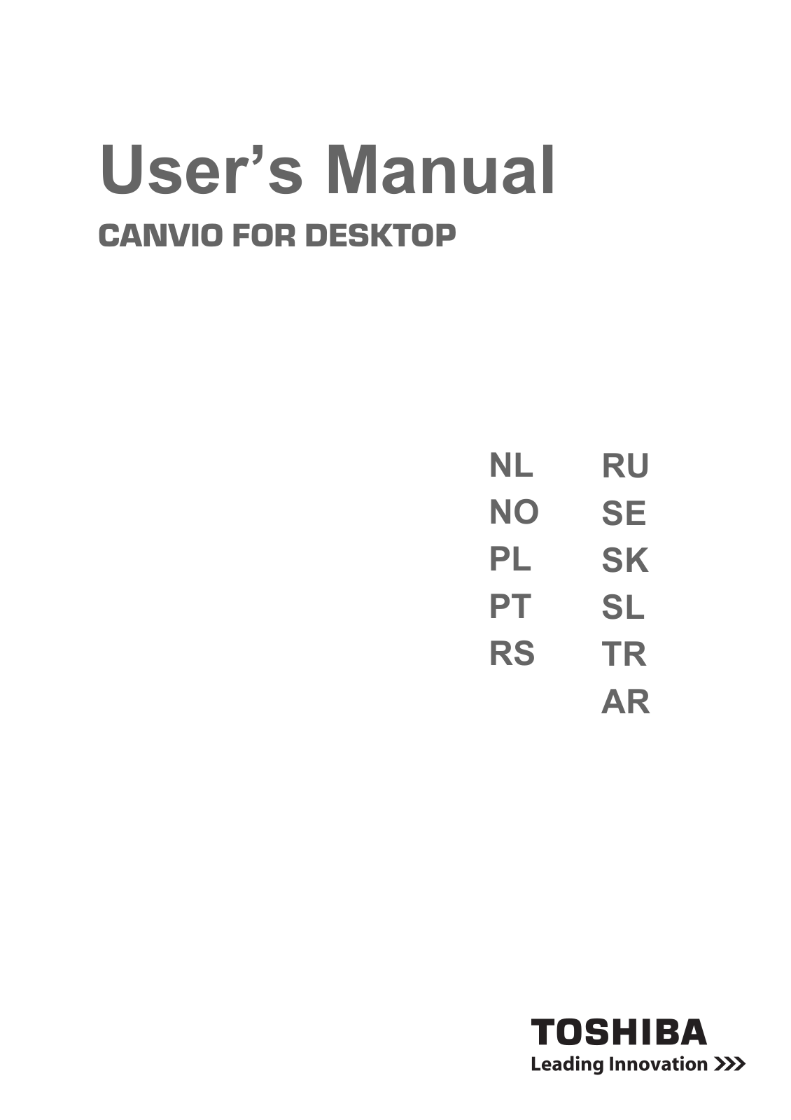 Toshiba CANVIO FOR DESKTOP User manual