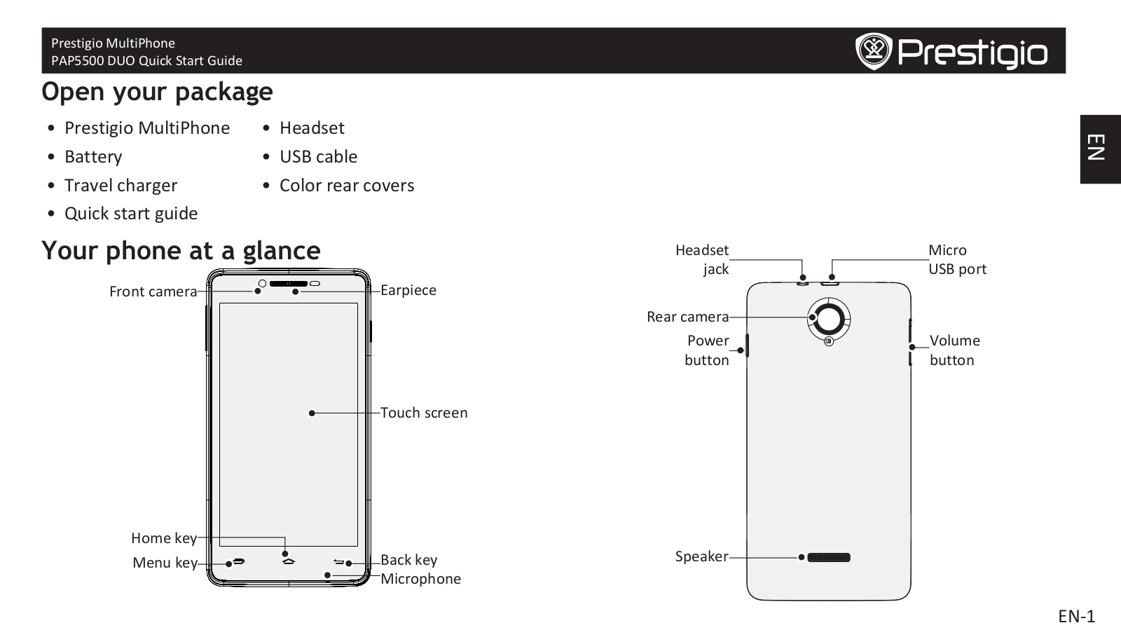 Prestigio PAP-5500 Duo Quick Start Guide