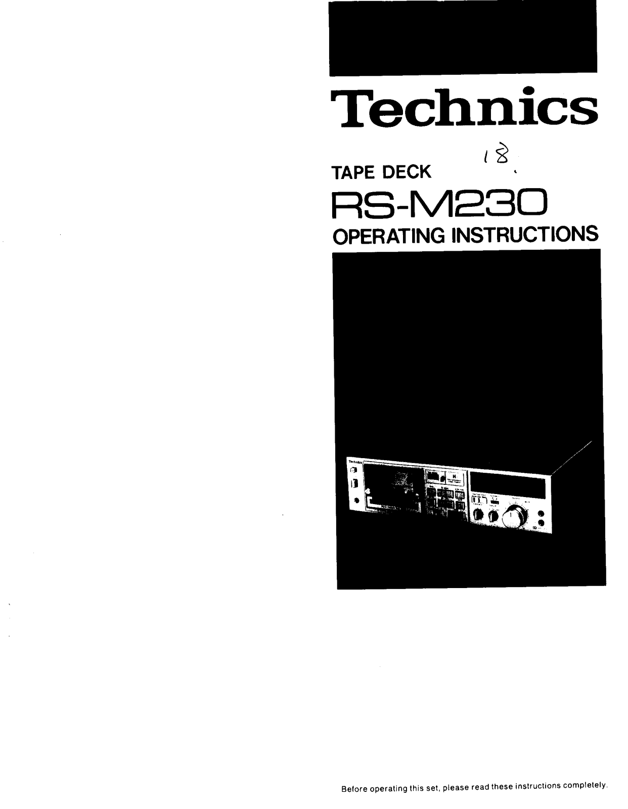 Panasonic RS-M230 Operating Instructions