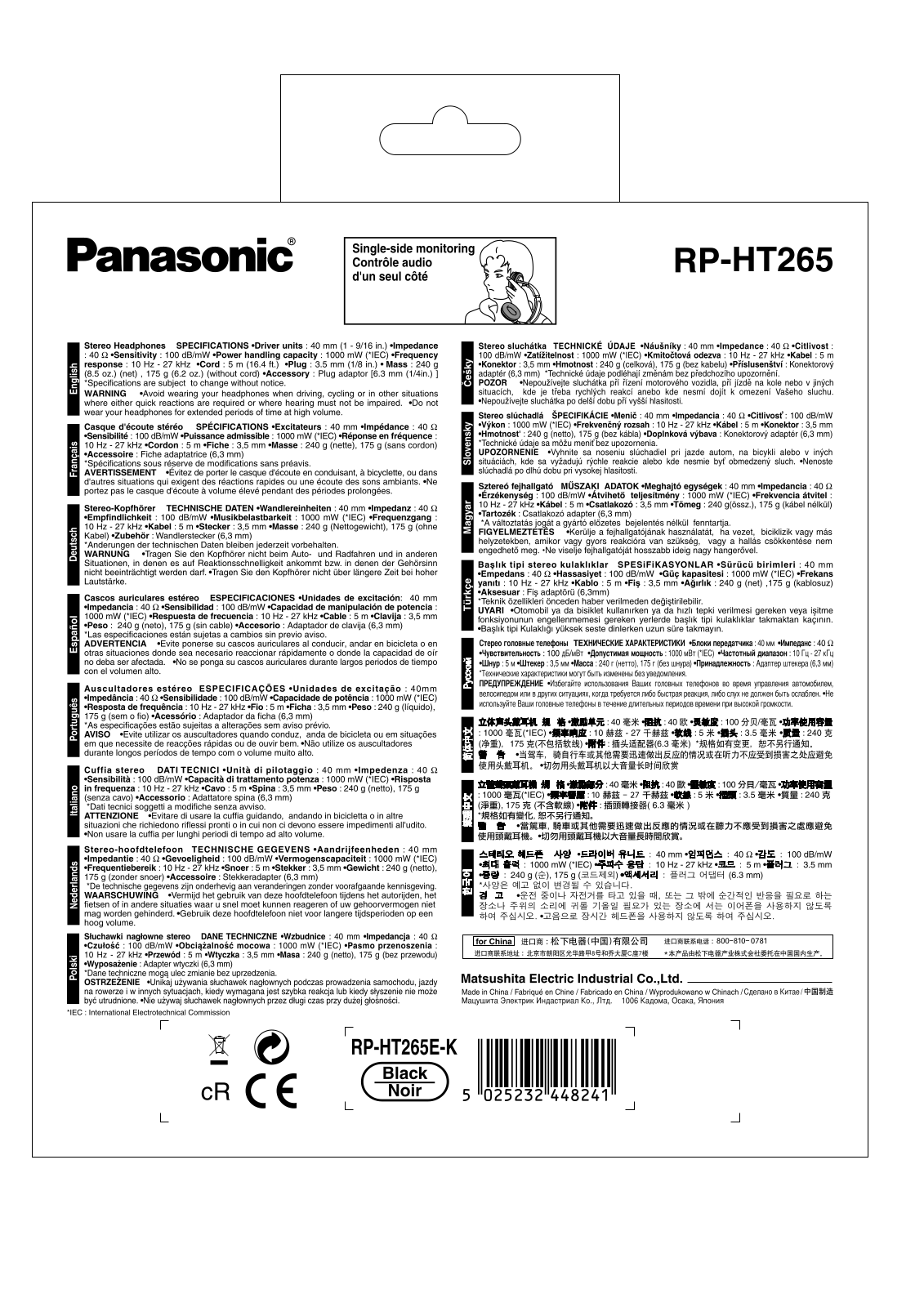 Panasonic RP-HT265E-K User Manual