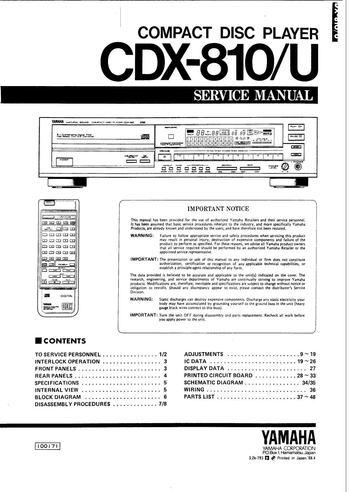 Yamaha CDX-810 Service manual