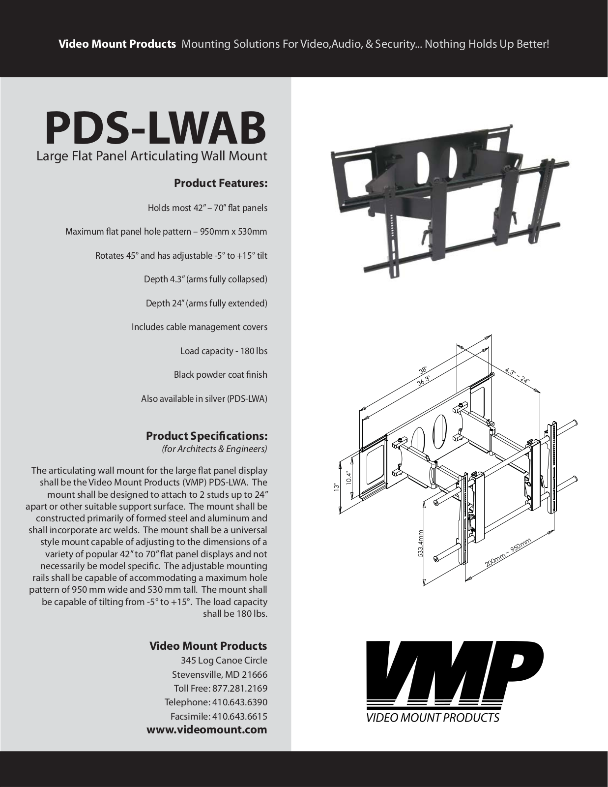 VMP PDS-LWA, PDS-LWAB Specsheet