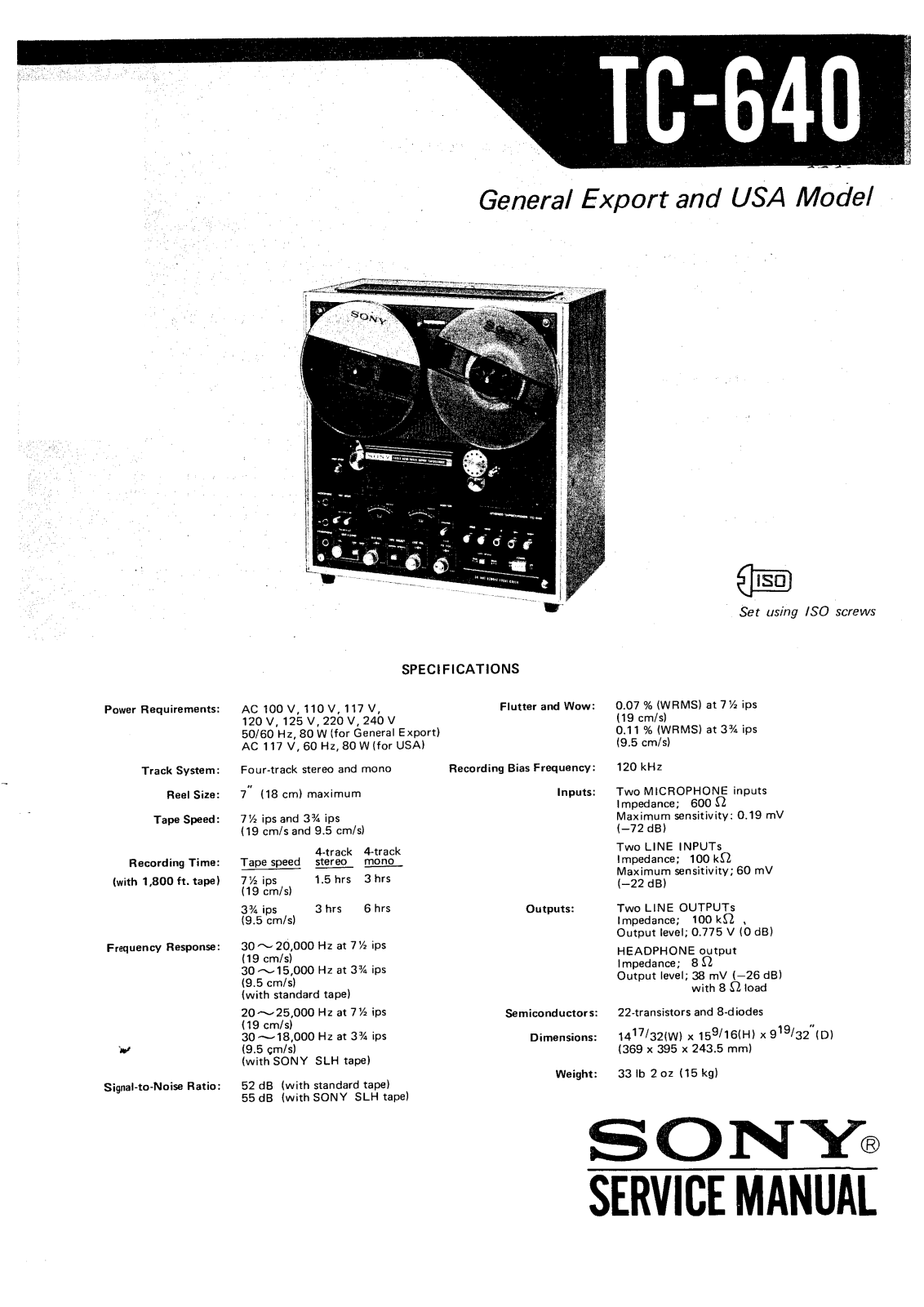 Sony TC-640 Service manual