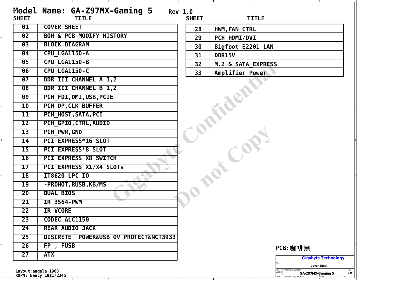 Gigabyte GA-Z97MX-Gaming Schematic rev.1.0