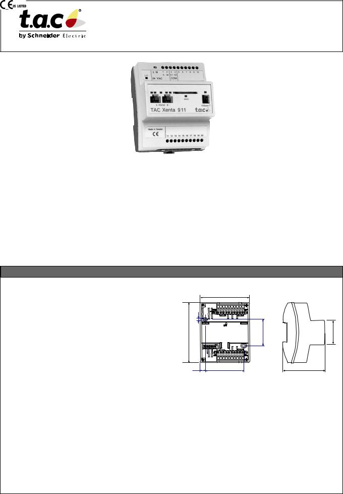 Schneider Electric TAC Xenta 911 Data Sheet