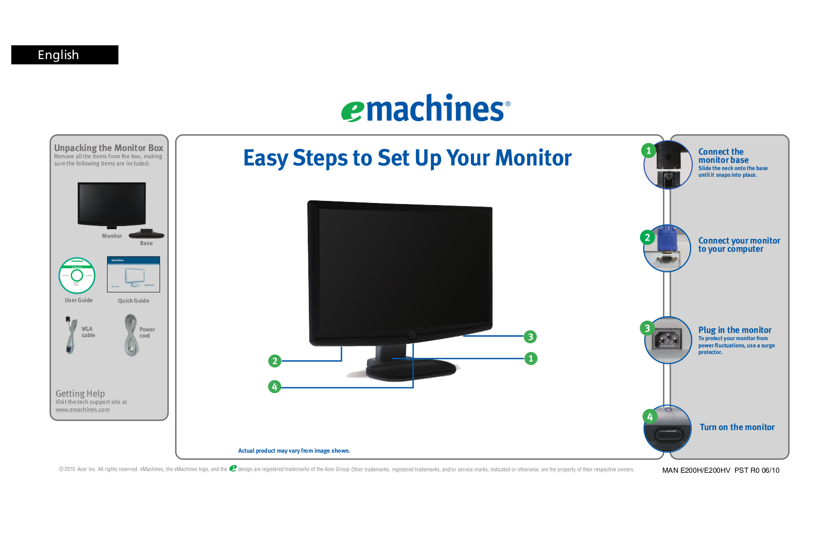 eMachines E200HV Quick Start Manual