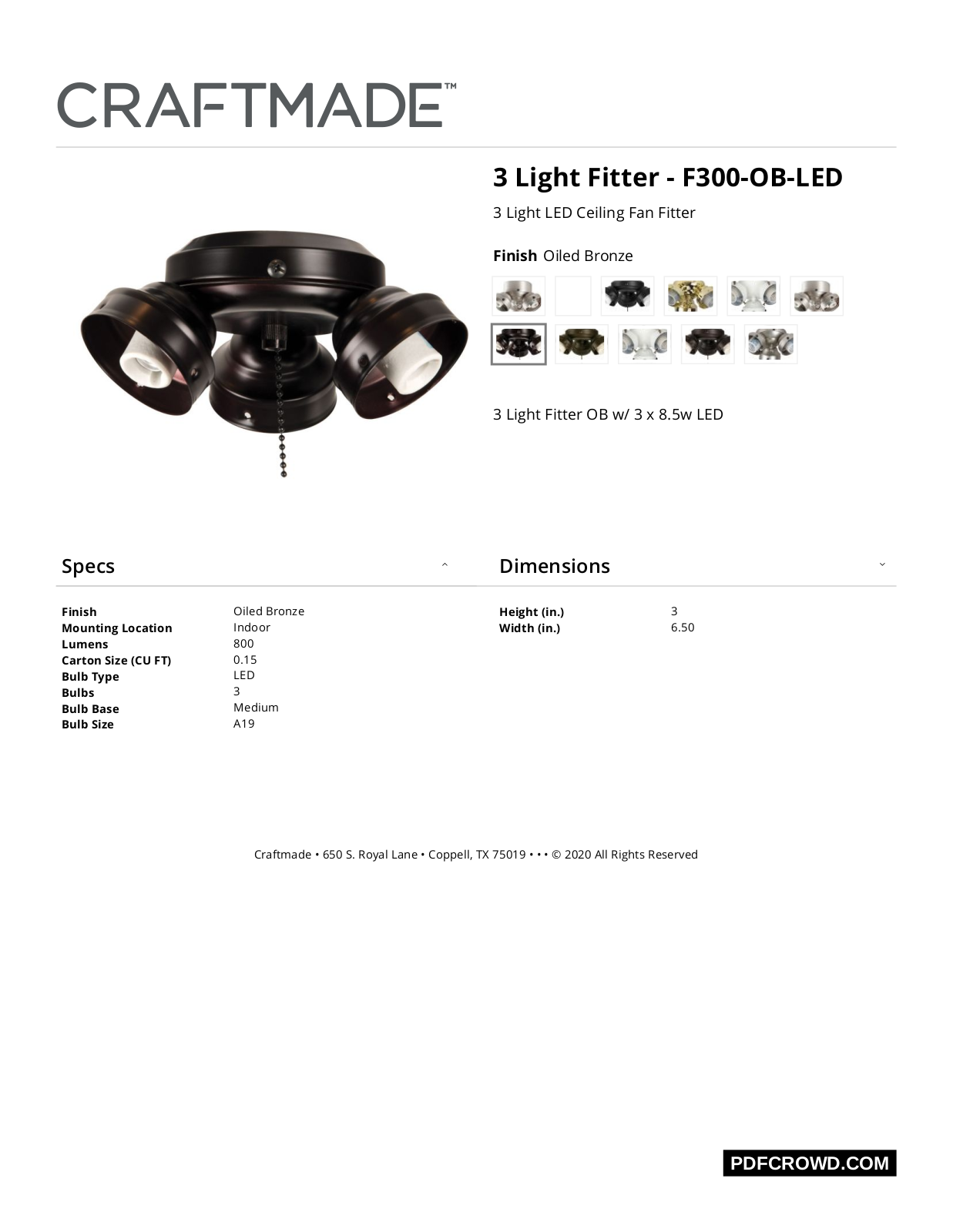 Craftmade FD9065 Specifications - ManualMachine.com