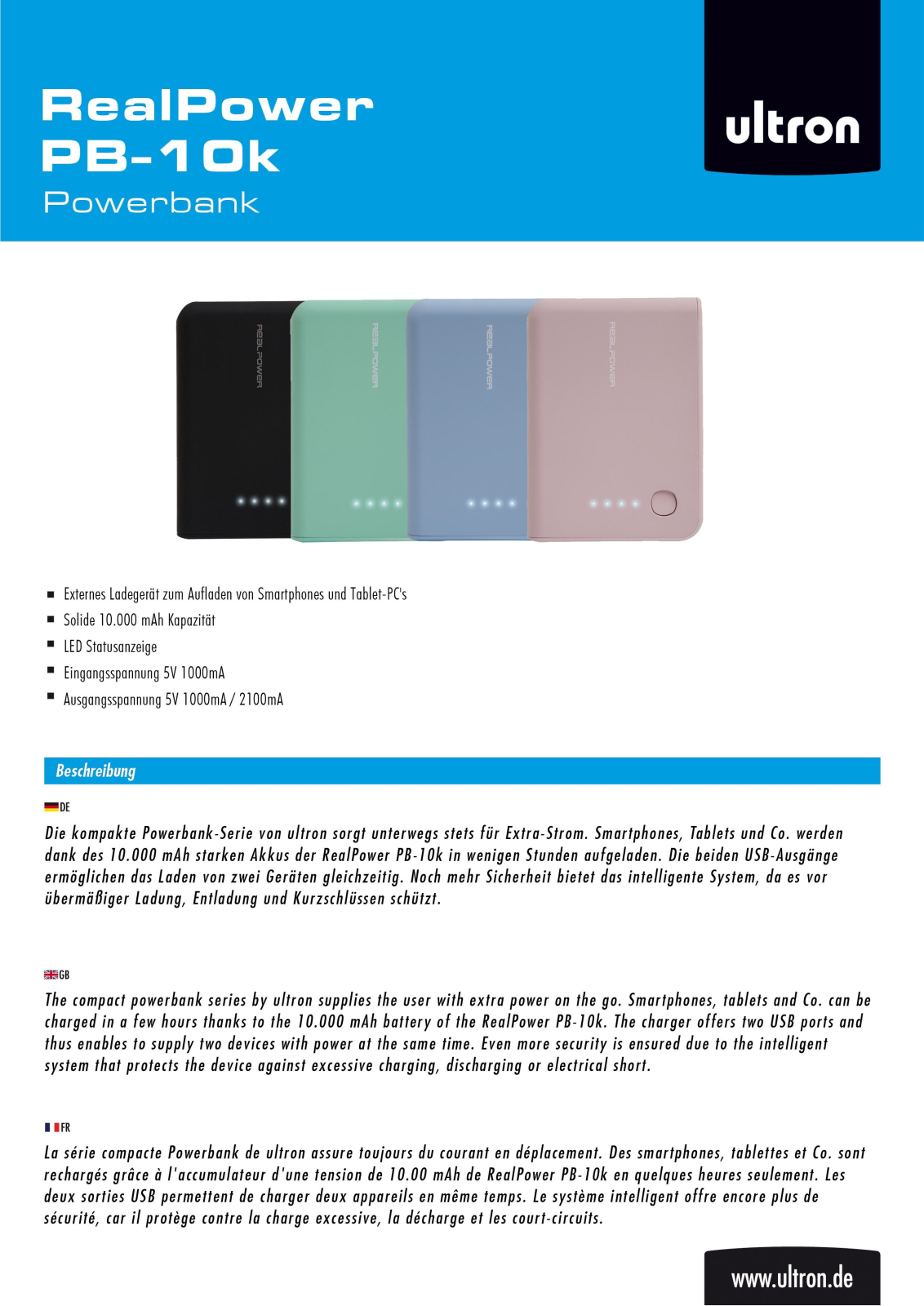 Ultron PB-10k User Manual