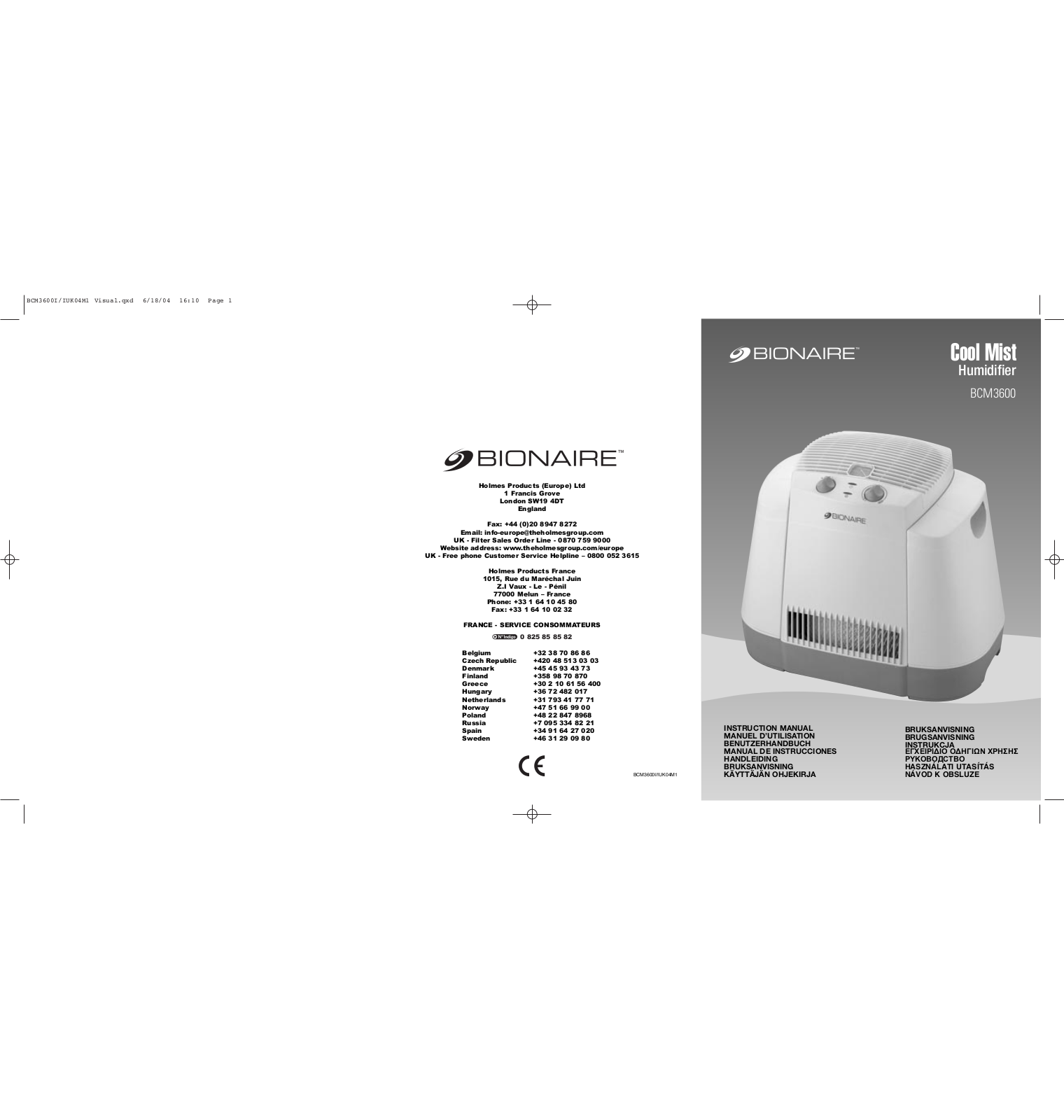 Bionaire BCM 3600 User Manual