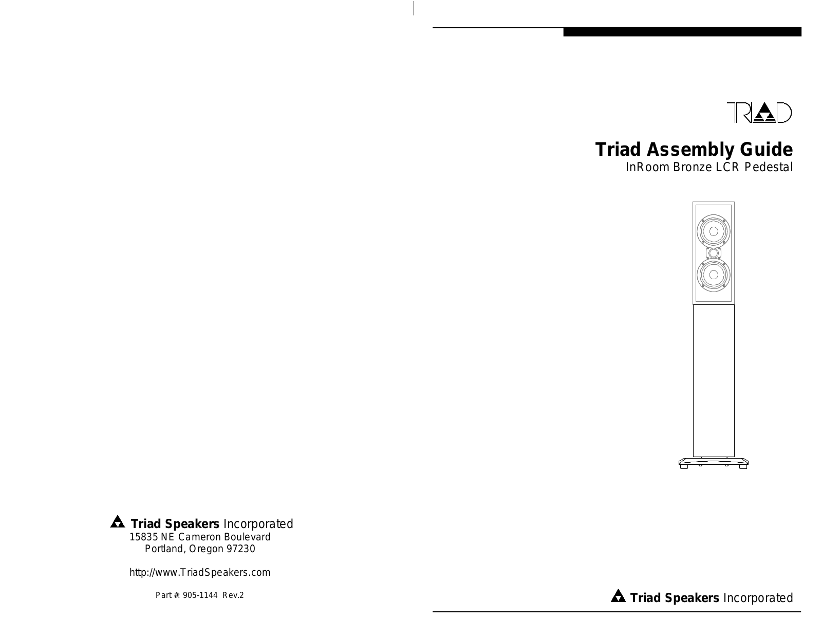 Triad InRoom Bronze LCR Pedestal Installation Instruction