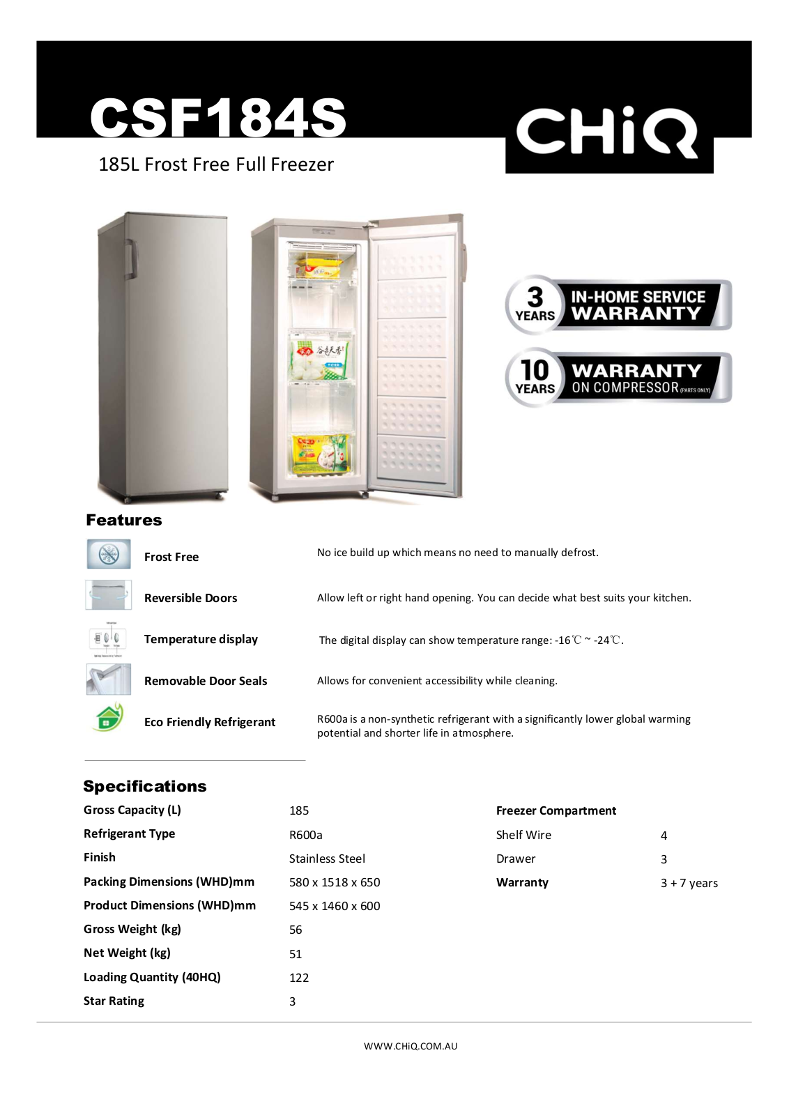 CHiQ CSF184S Specifications Sheet - ManualMachine.com