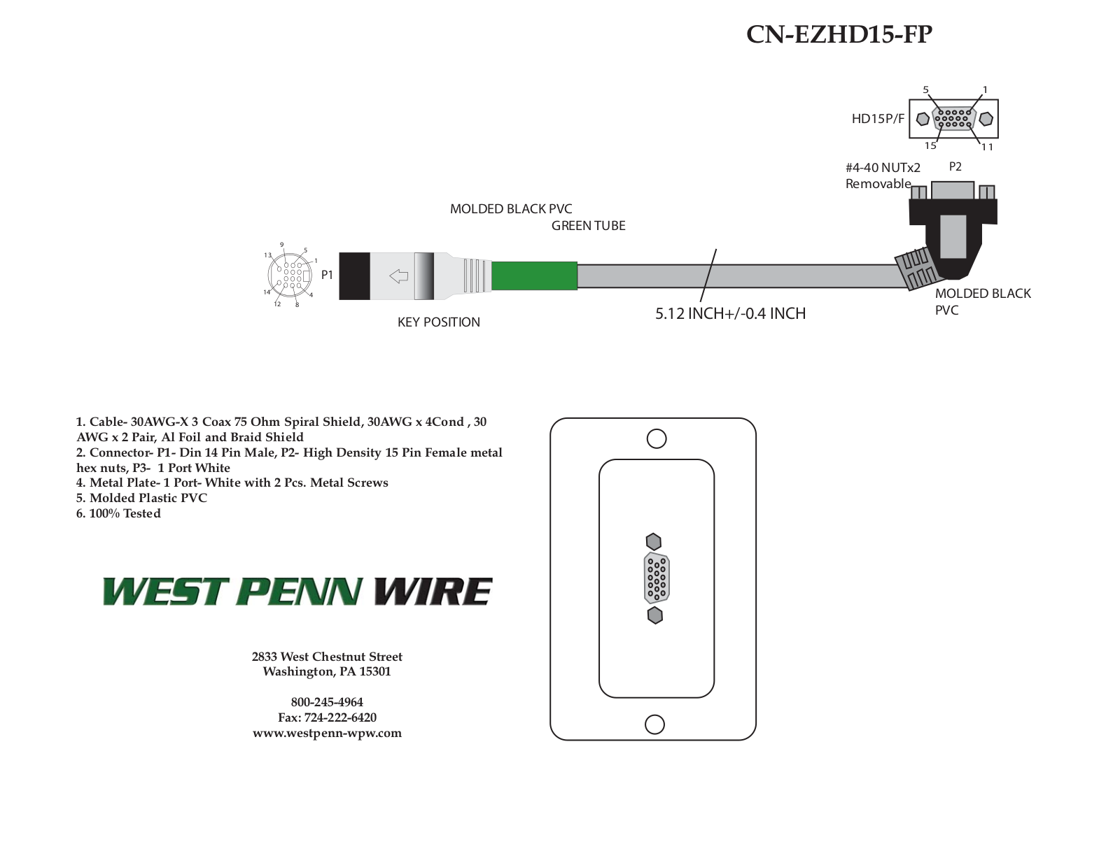 West Penn CN-EZHD15-FP Specsheet