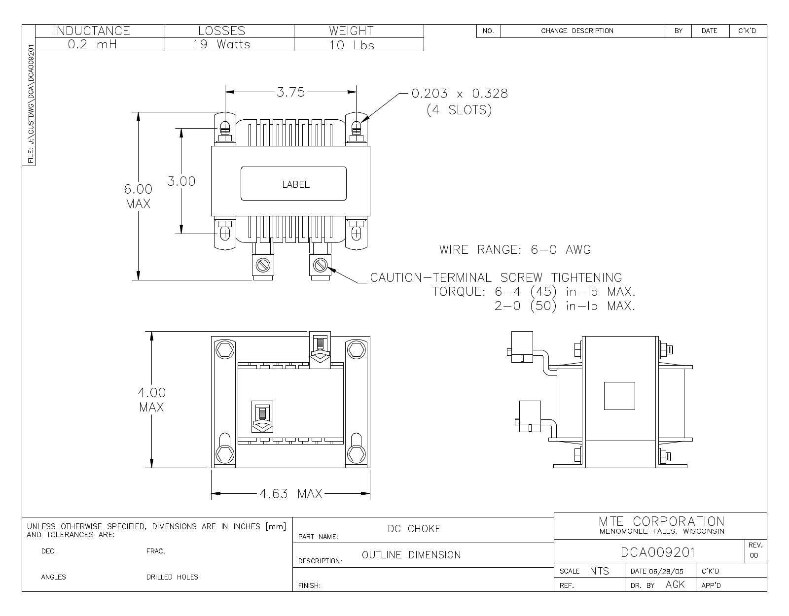 MTE DCA009201 CAD Drawings