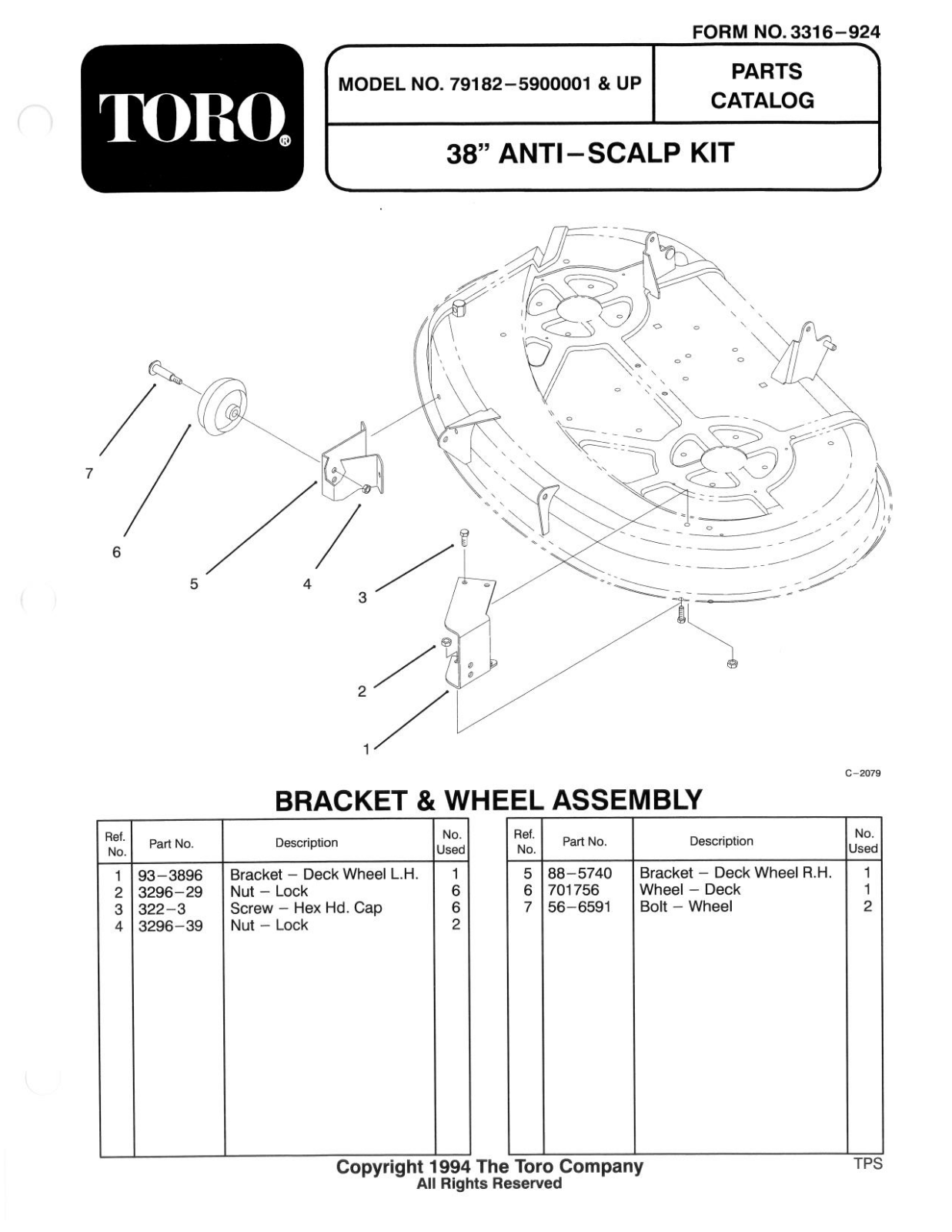 Toro 79182 Parts Catalogue