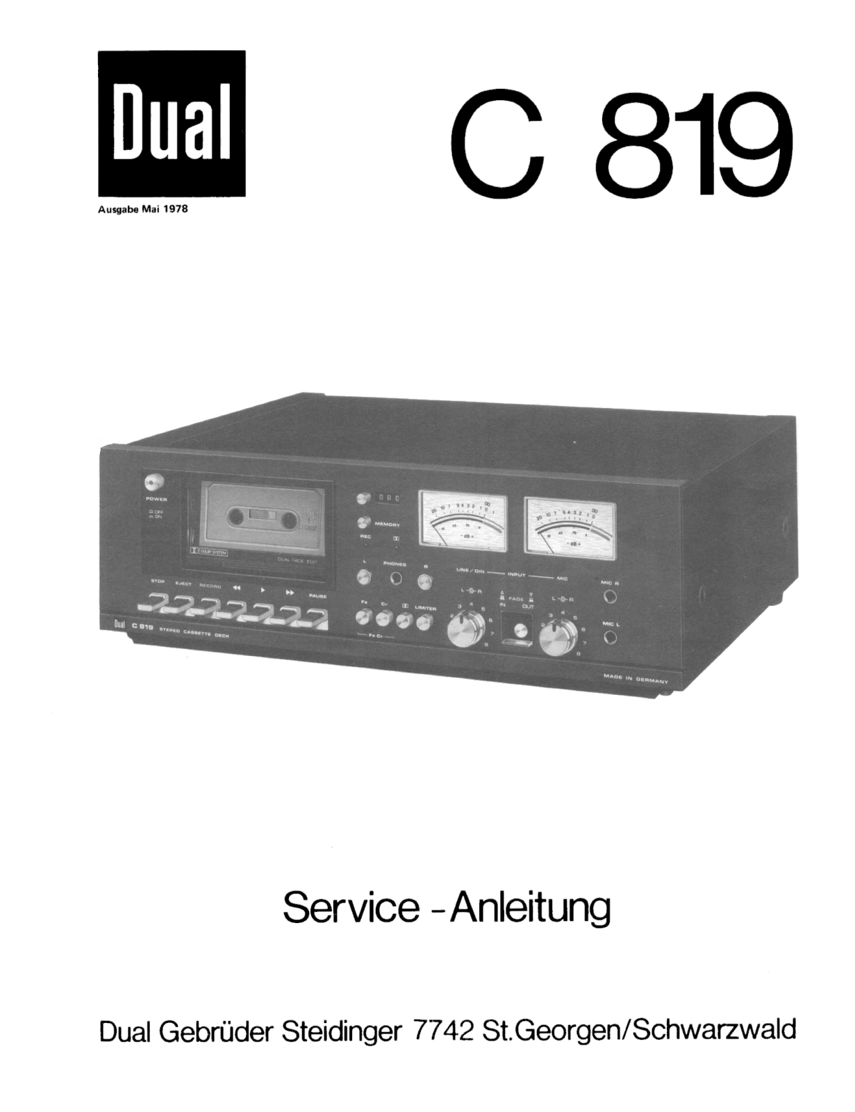 Dual C-819 Service Manual