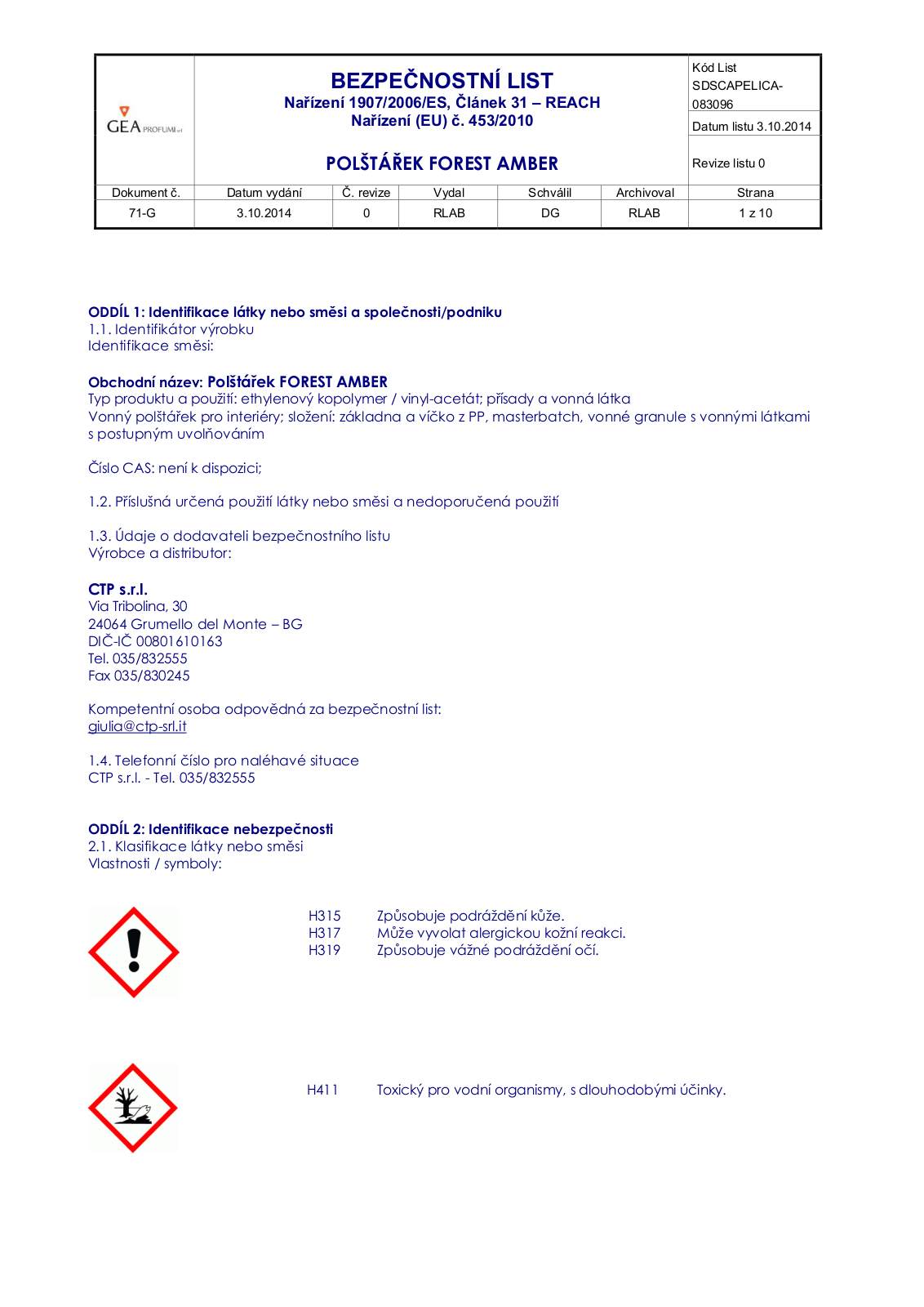 Elica (Favia) FOREST AMBER User Manual