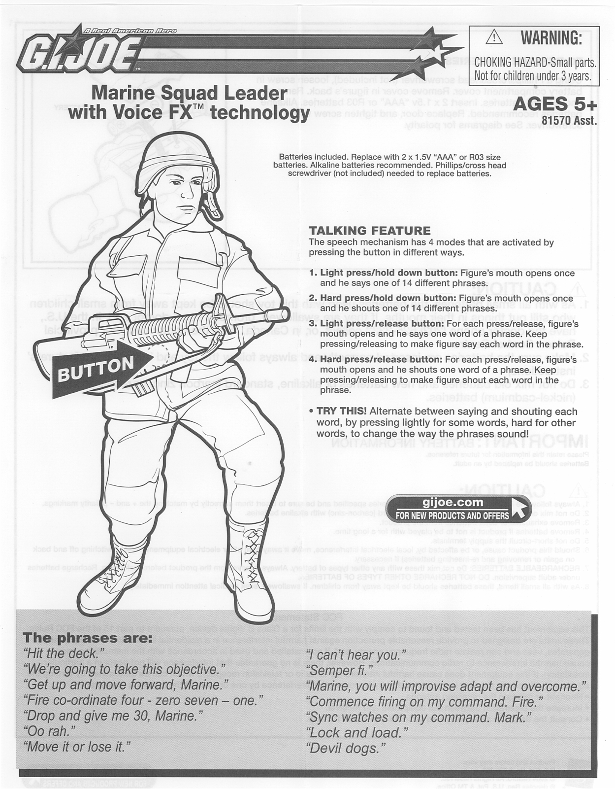 HASBRO GI Joe Marine Squad Leader with Voice FX User Manual