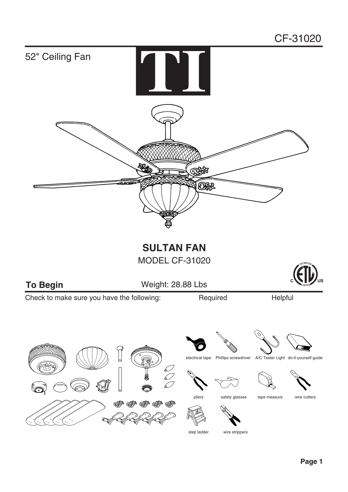 Triarch CF31020 User Manual