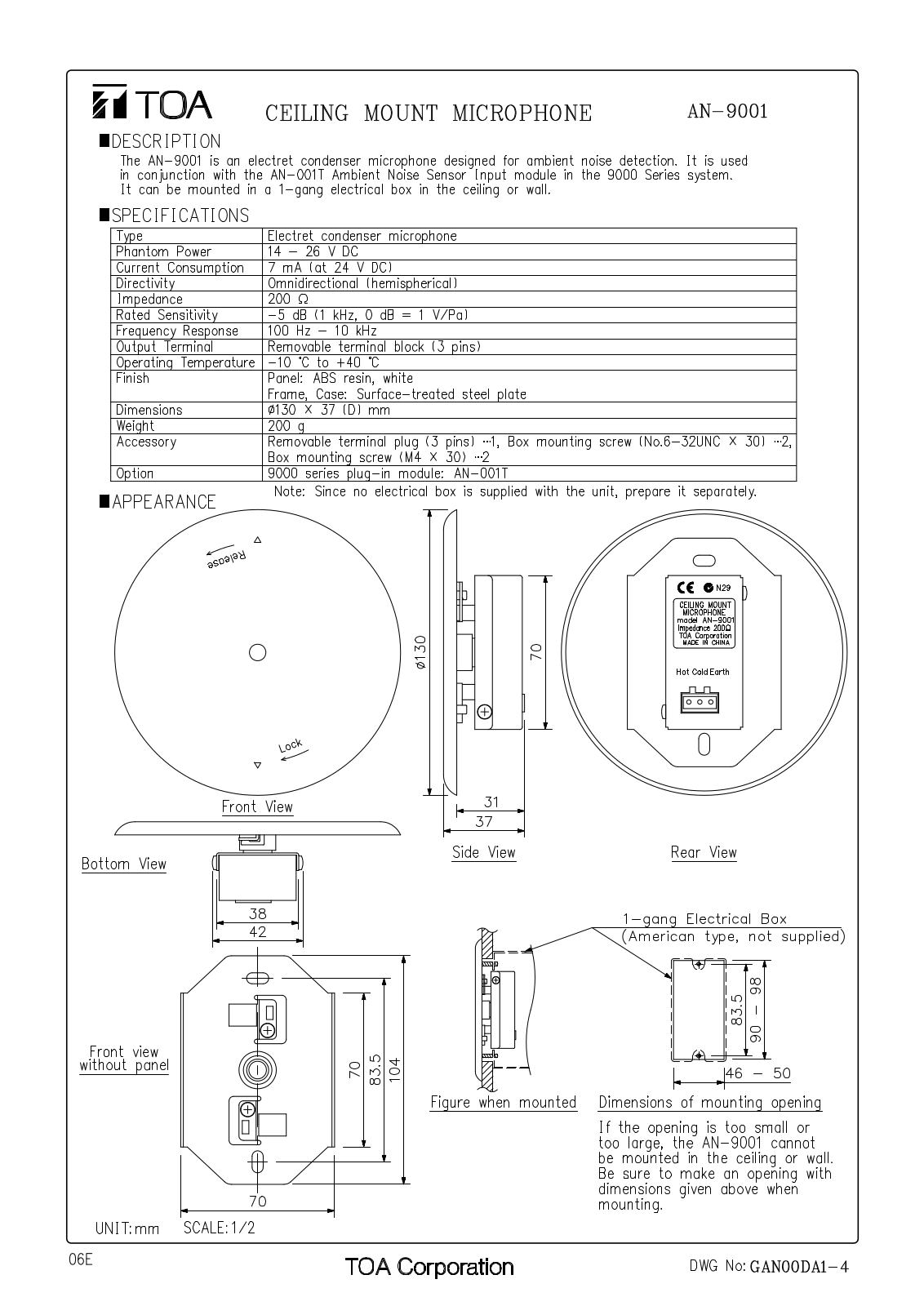 TOA AN-9001 User Manual