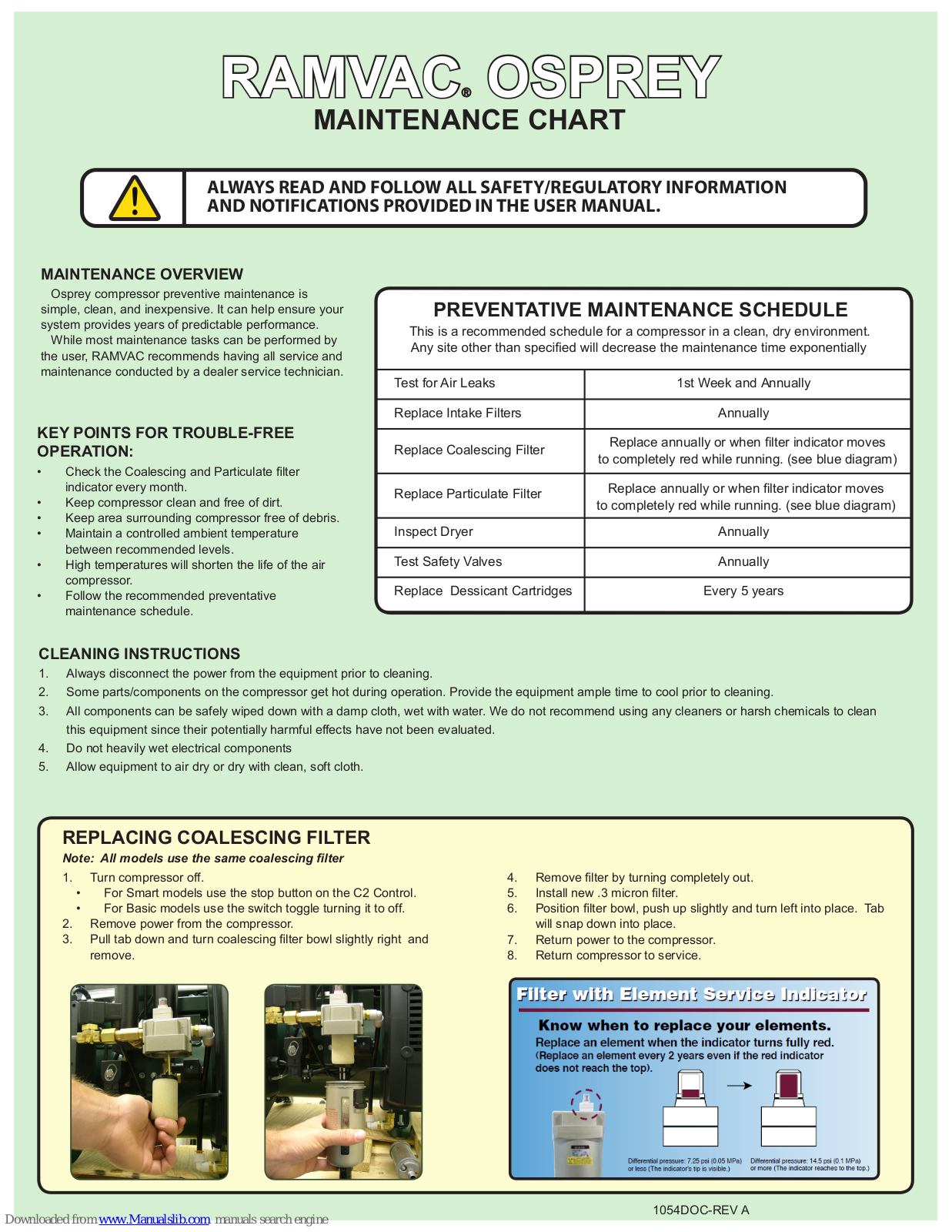 RAMVAC OSPREY Maintenance Chart - ManualMachine.com