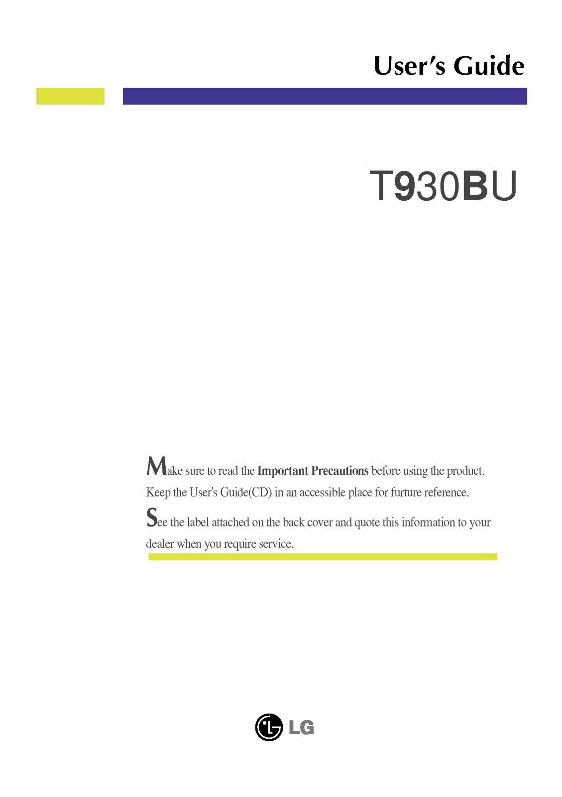 LG T930BUK User Manual