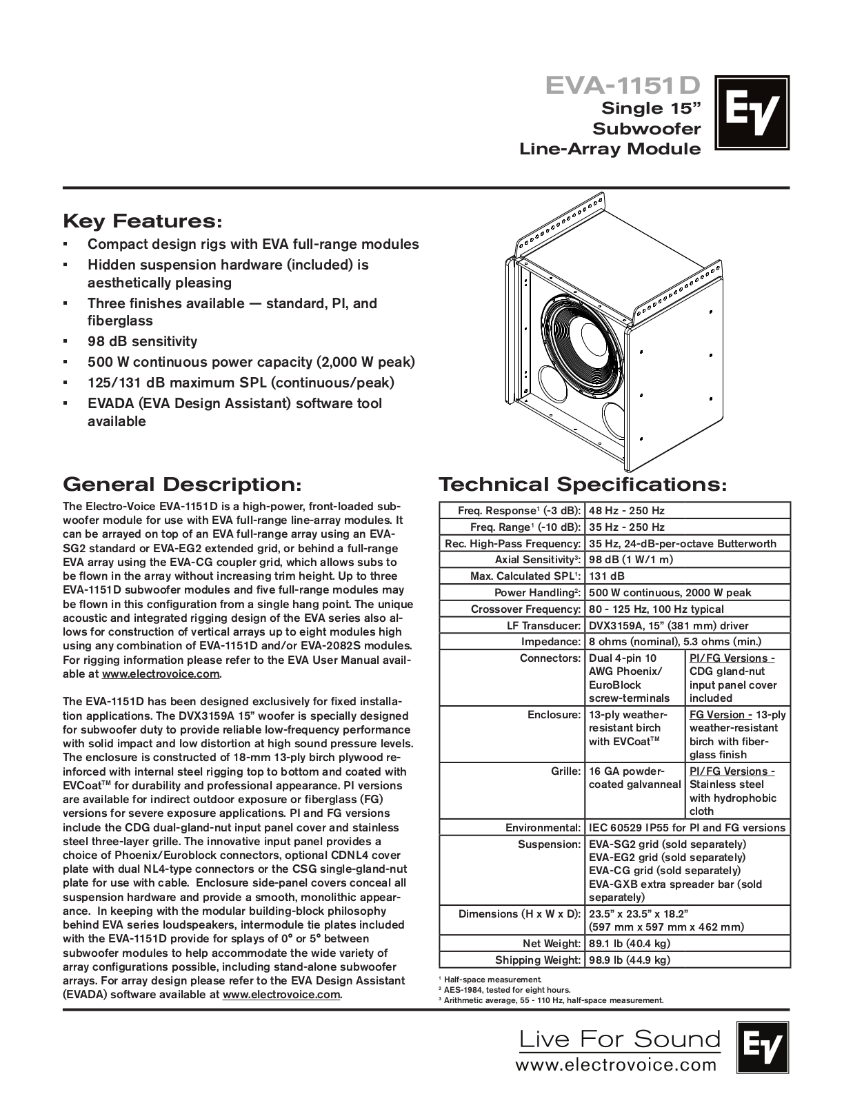 Electro-Voice EVA-1151D User Manual