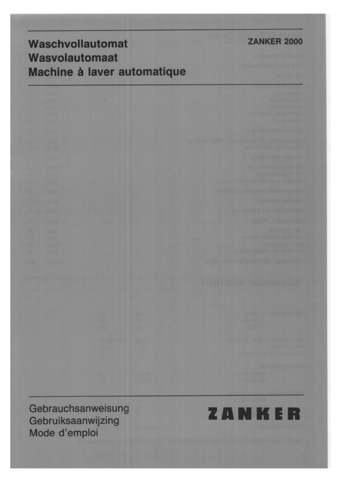 ZANKER BETA 2000 User Manual