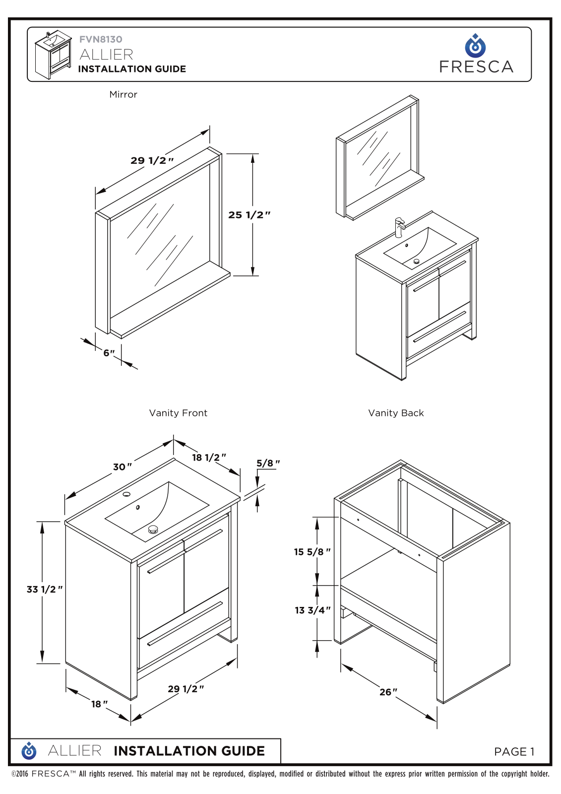Fresca FBH1341 Installation & Assembly - ManualMachine.com