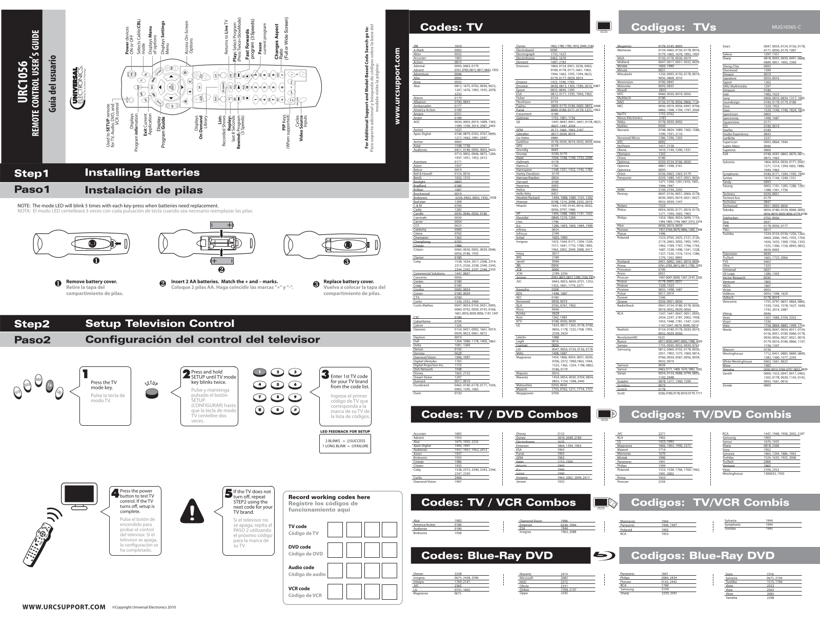 Universal URC1056 User Manual