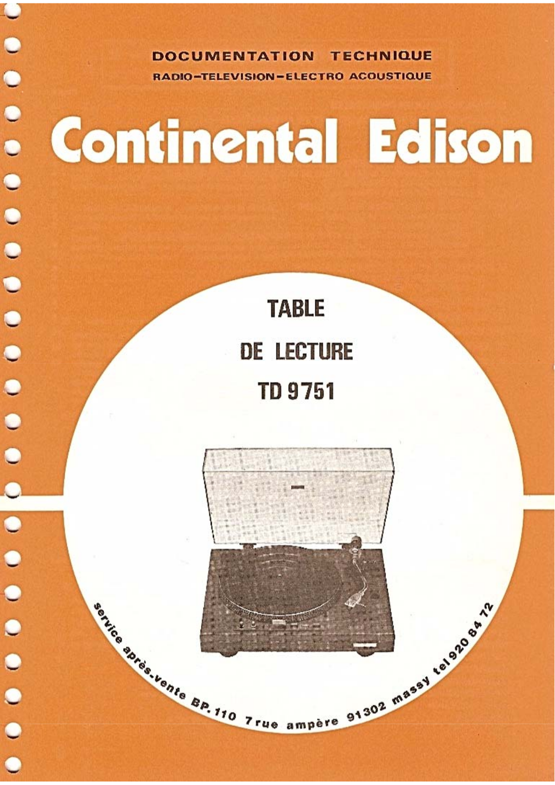 Continental Edison TD-9751 Service Manual