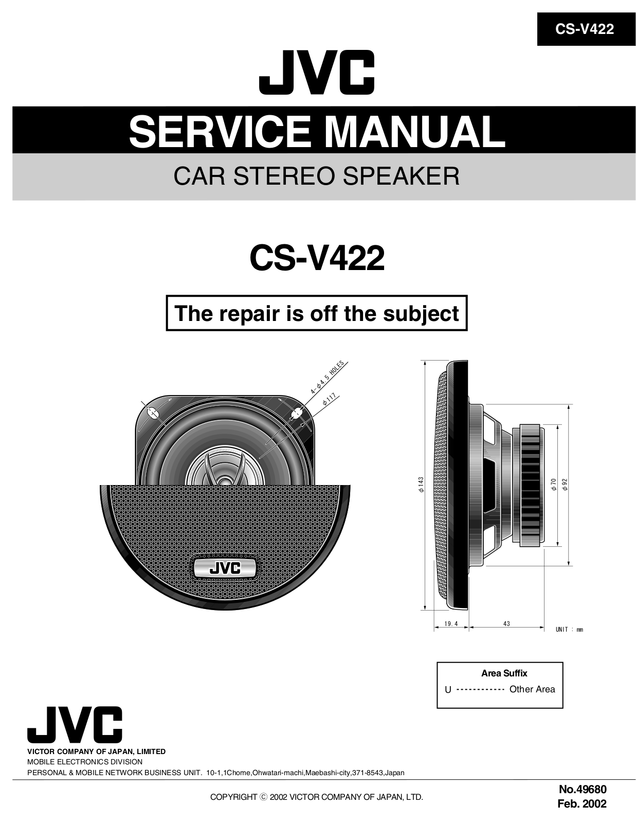 JVC CS-V422 Service Manual