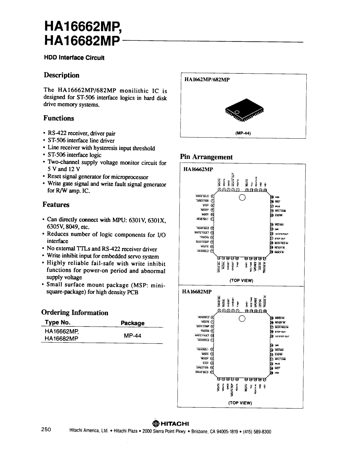 HIT HA16682MP Datasheet