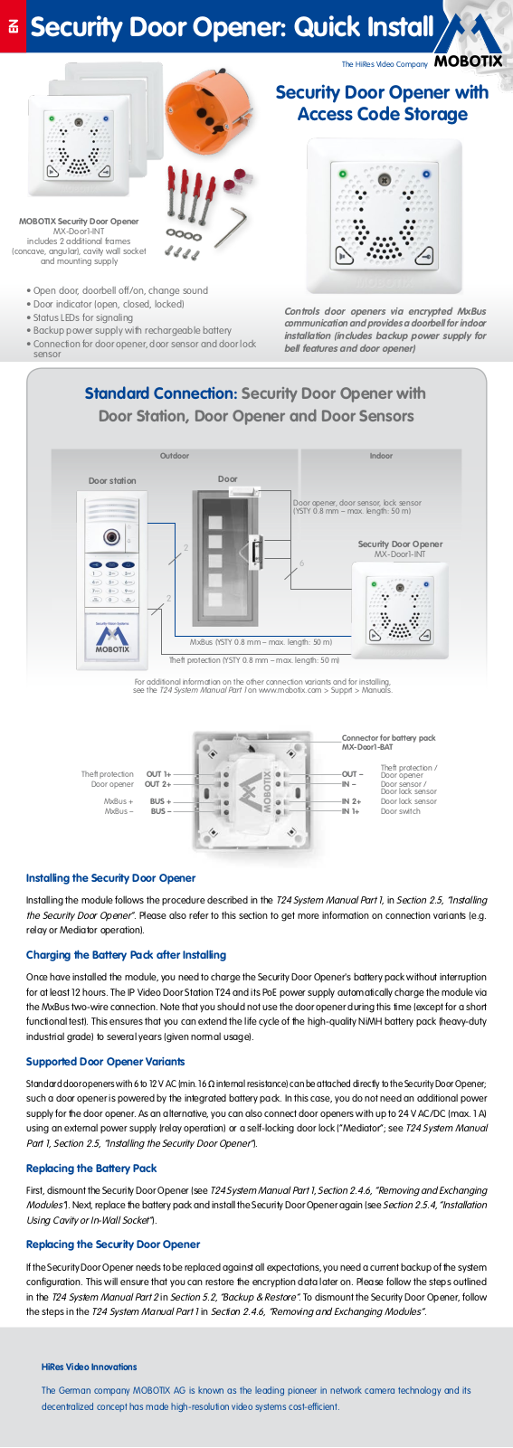 Mobotix MX-Door1-INT Quick Start Manual