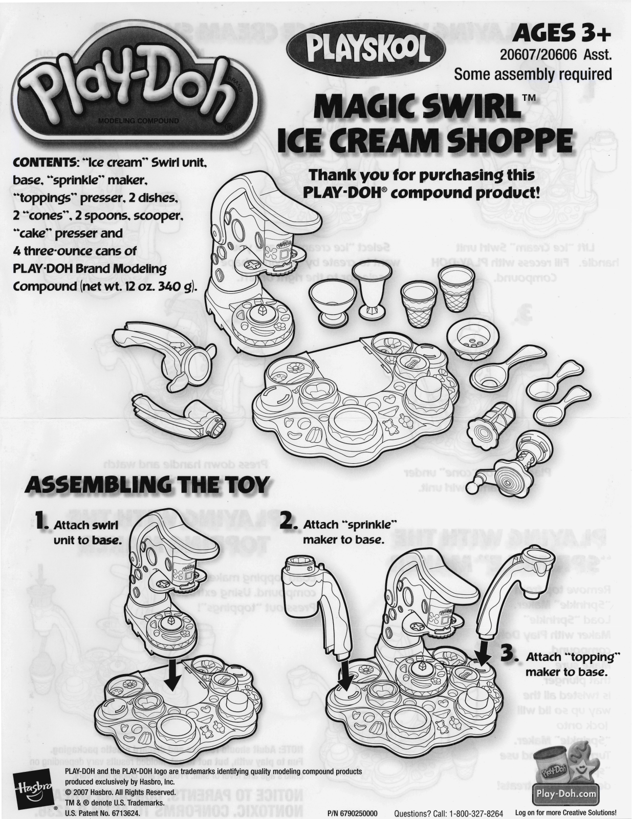 Hasbro PlayDoh Magic Swirl Ice Cream Shoppe Instruction