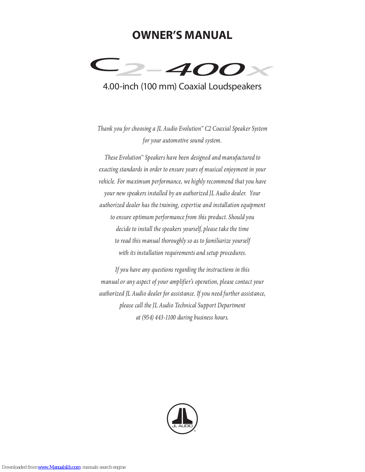 JL Audio C2-400x-06112008 Owner's Manual