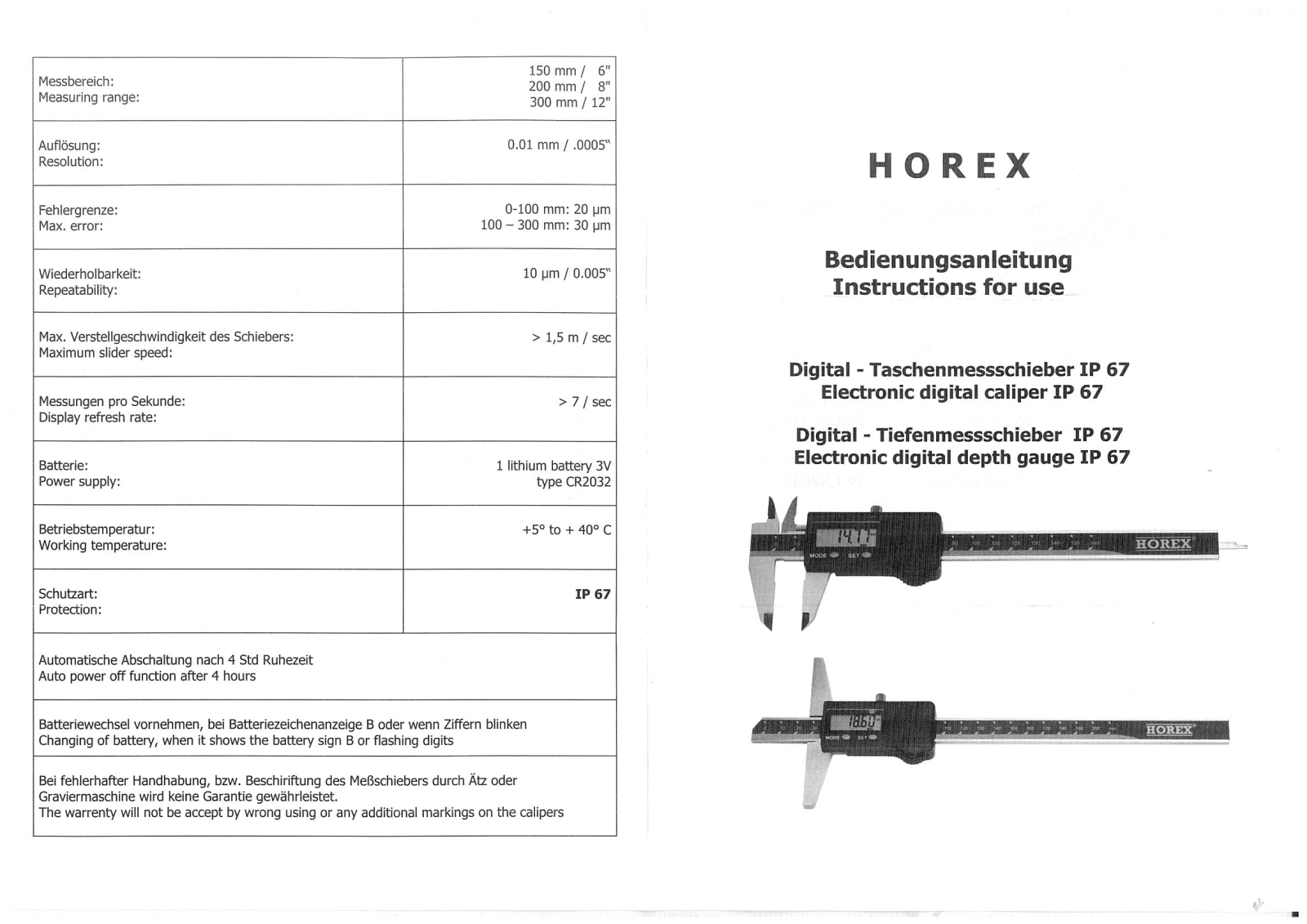 Horex 2214722 User guide