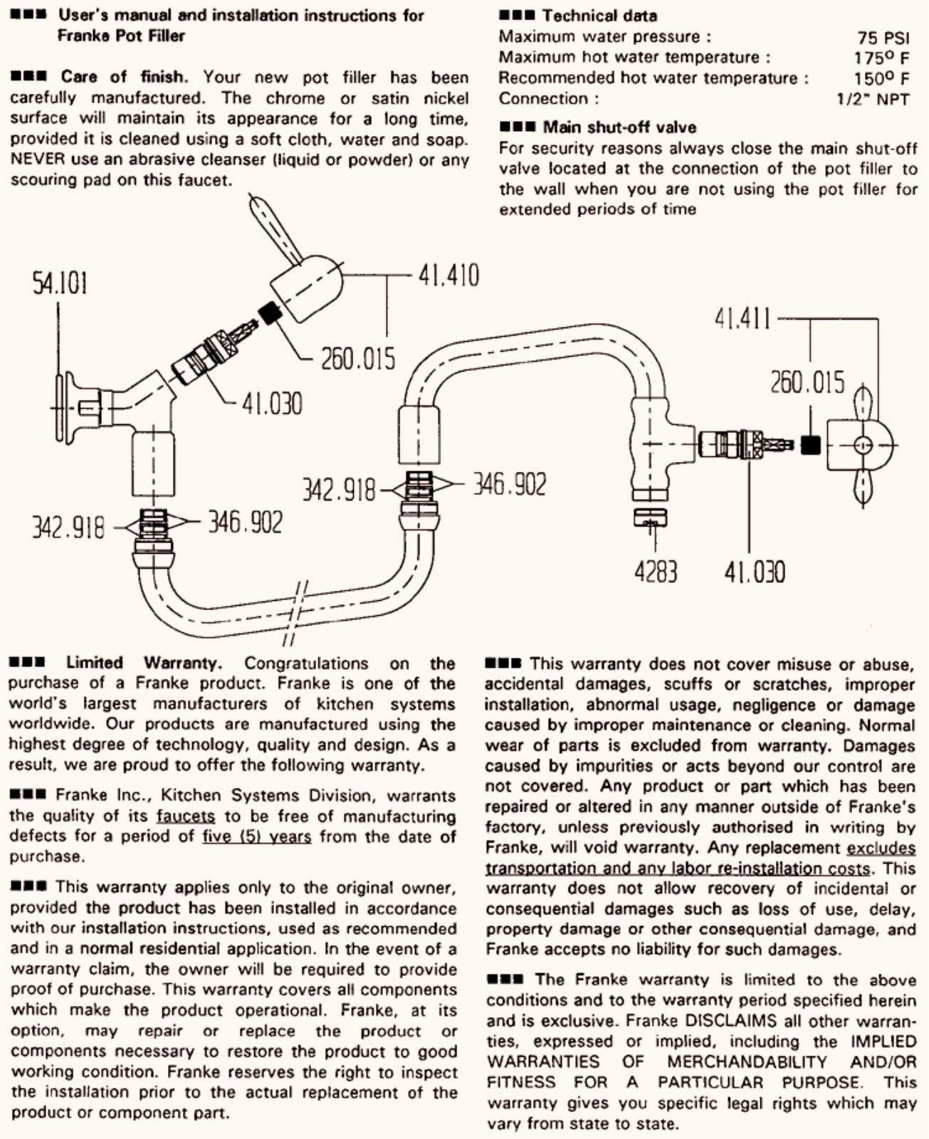 Franke Foodservice PF-1000 User Manual