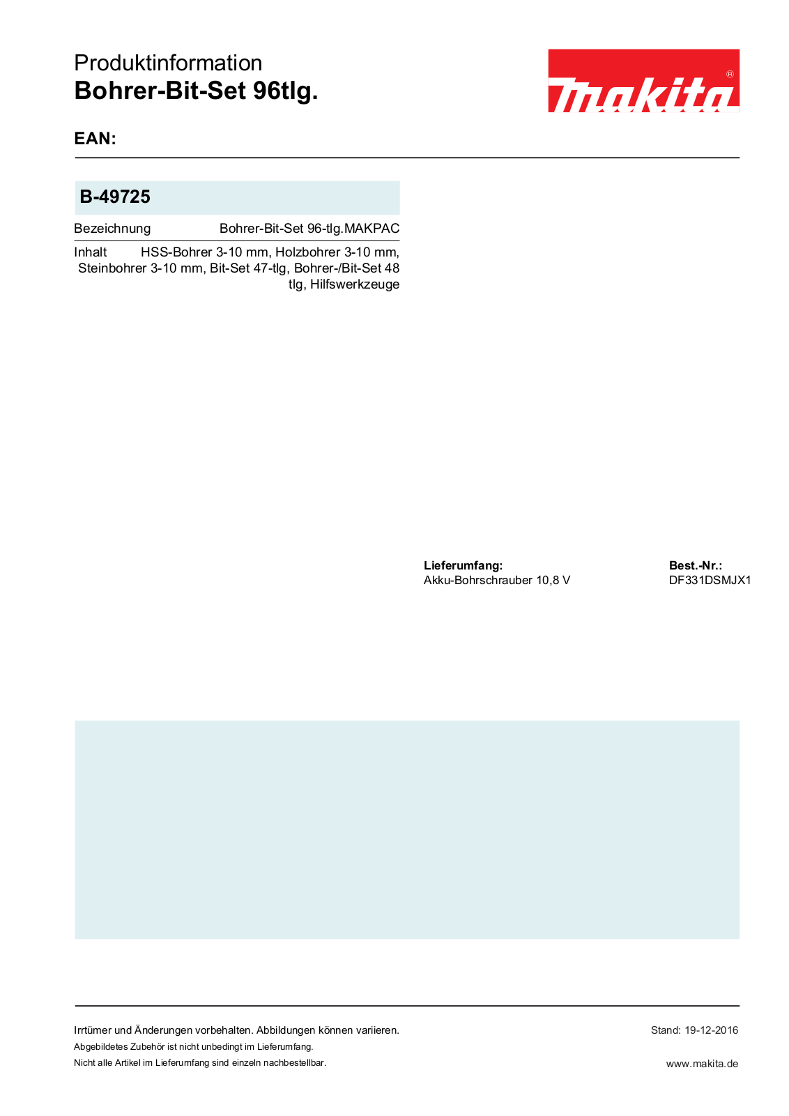 Makita B-49725 Service Manual