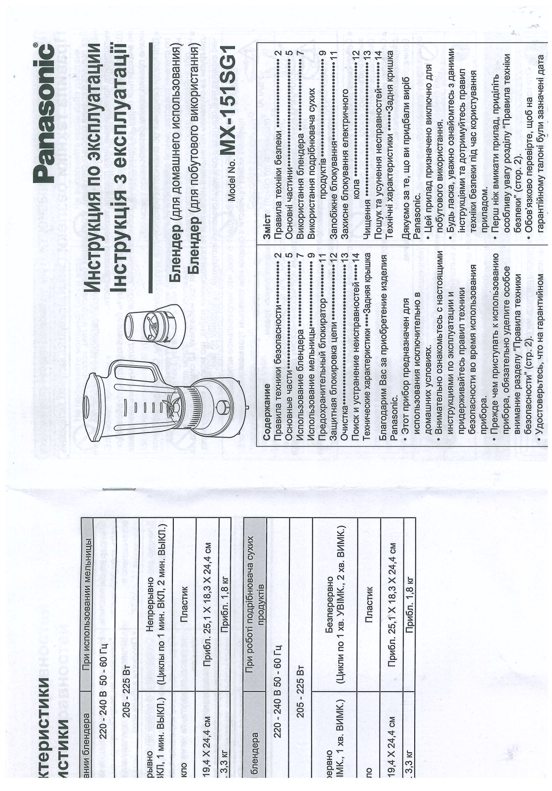 Panasonic MX-151SG1WTQ User Manual