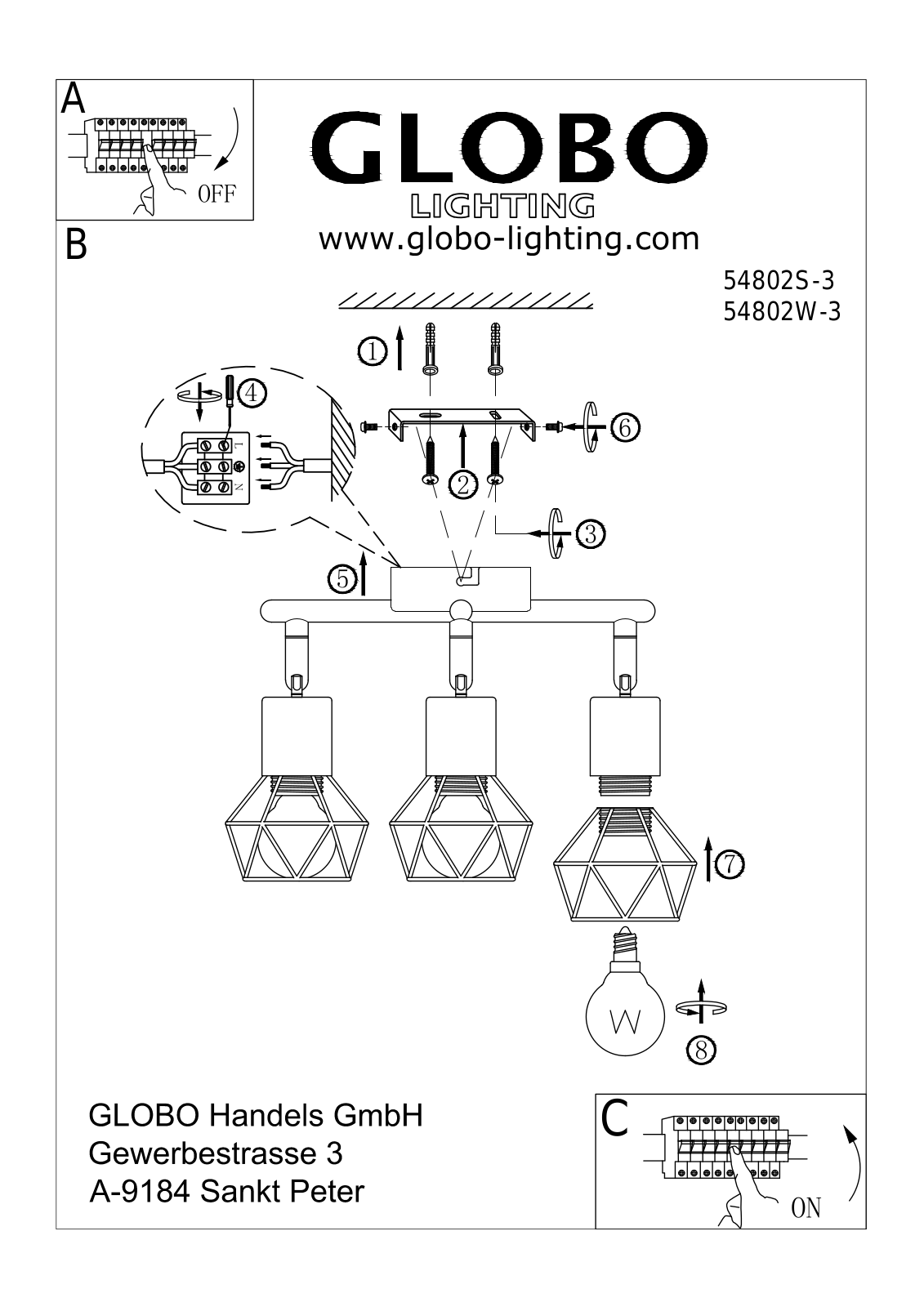 GLOBO 54802S-3, 54802W-3 User guide - ManualMachine.com