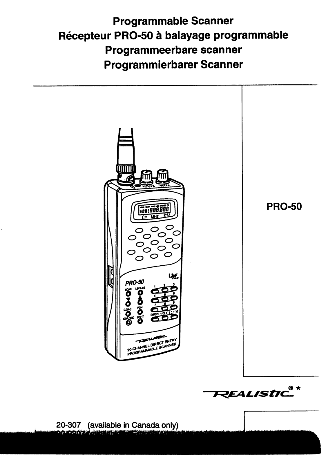 Realistic   RadioShack PRO-50 Owners Manual