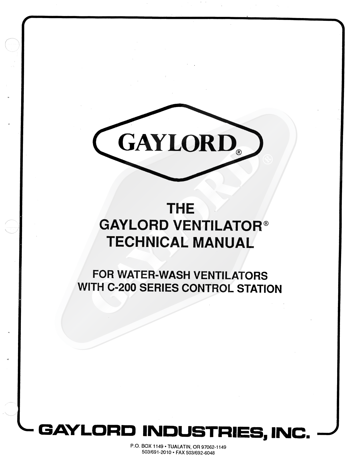 Gaylord GPC-200, 014802302 Service Manual